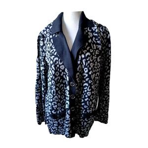 Lane Bryant Black and Gray Cotton Collared Cardigan Plus Size 18/20